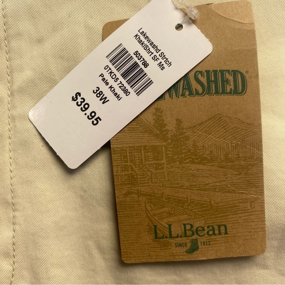 L.L. Bean Cream Flat Front Shorts with Timeless Appeal 38W - Picture 8 of 14